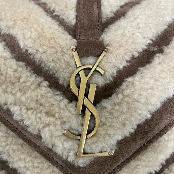 YSL Saint Laurent Medium College Shearling and Suede Crossbody - Picture 2 of 8